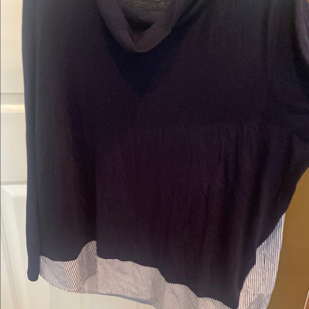 navy and White Layered Top